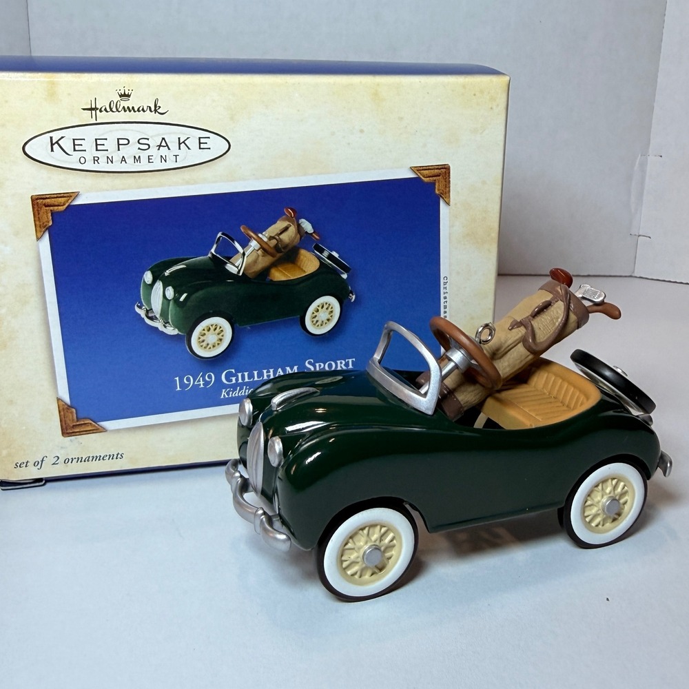 Hallmark Keepsake 1949 Gillham Sport Kiddie Car Classics Ornament Green Golf Bag